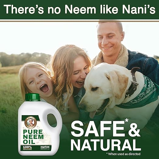 Nani's Pure Neem Oil for Plants Concentrate - Dilute for Use as Organic Neem Oil Spray for Plants, Outdoor & Indoor Use - 100% Cold Pressed - Horticultural Enhanced Plant Health & Shine Need (34 oz)