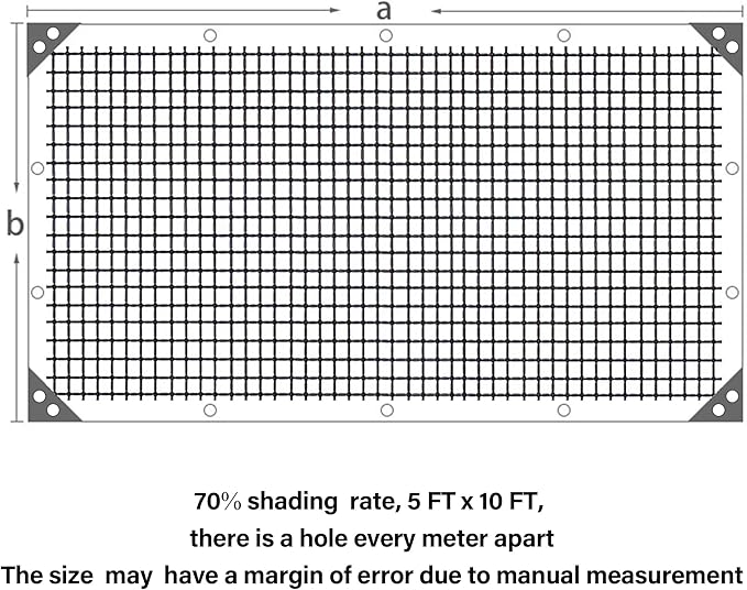winemana Black Shade Cloth 70%, 5x10 FT Mesh Tarp - Garden Shade for Greenhouse, Patio, Vegetables, Plants Cover and Chicken Coops, Sun Shade Net for Outdoor Protection with Reinforced Grommets