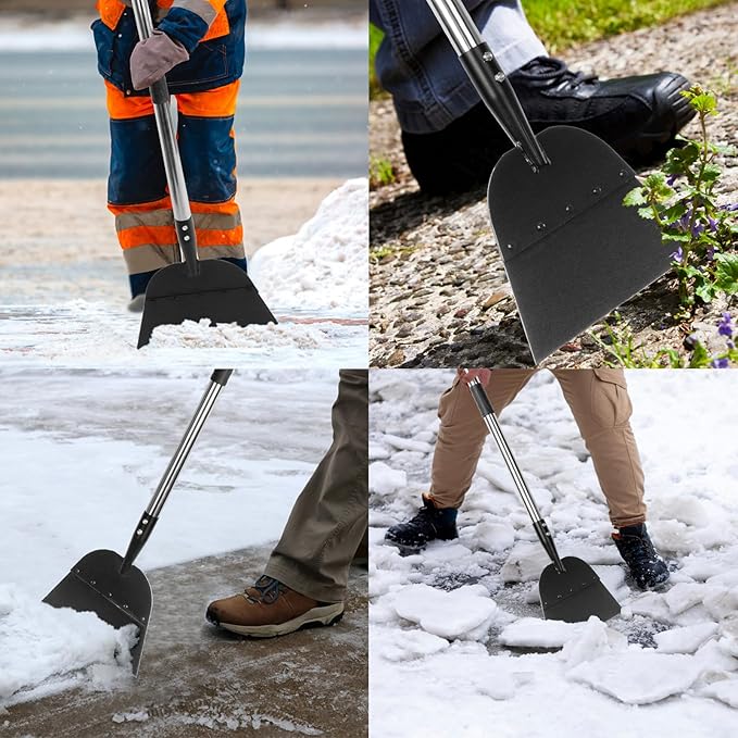 OCGIG Snow Shovel, Ice Scraper, Flat Shovel, 54 inch Ice Removal Tool for Road Outdoor Garden Cleaning Scraper, Folding Snow Ice Chopper for Walkway, Driveway Weeding Tool, Lawn Edging Weed Remove