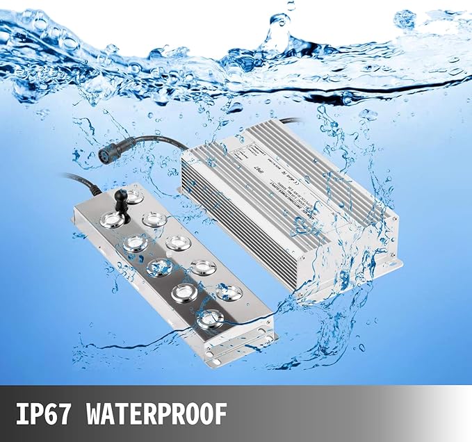 Vevor Happybuy Maker 10 Head Waterproof Power Supply Stainless Steel Mister Fogger 5kg/h Ultrasonic Mist Humidifier for Gardening and Pond, 10H, Silver