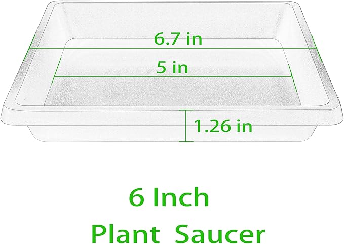 6 Inch 4 Pack Square Plant Saucer, Plant Trays for Pots, Plant Saucers for Indoors and Outdoors, Water Catcher Tray, 8 10 12 14 16 18 20 inch Seed Starting Tray, Growing Trays (6"-Black)