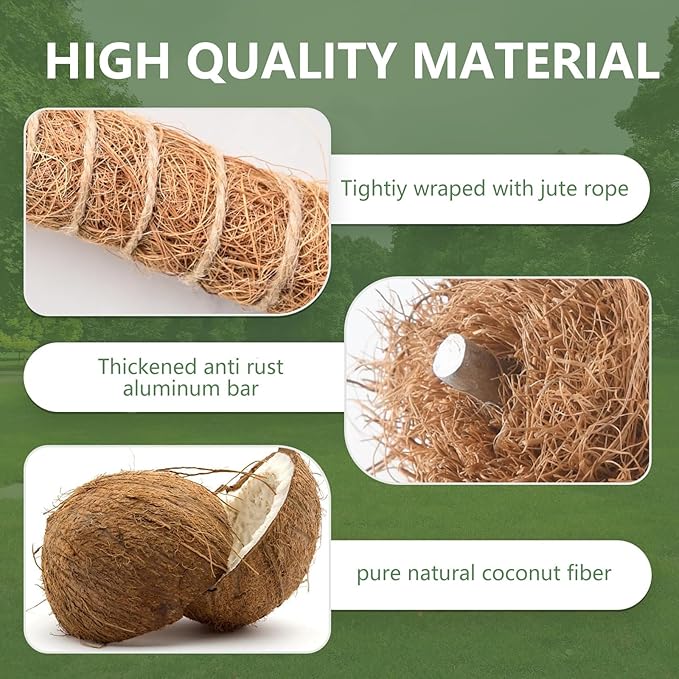 4 Pack 28'' Bendable Moss Pole Plant Stand for Indoor Climbers - Stakes for Potting Climbers - Free Garden Tie Tall Pole Indoor Planter for Home Potting - Potting Accessories