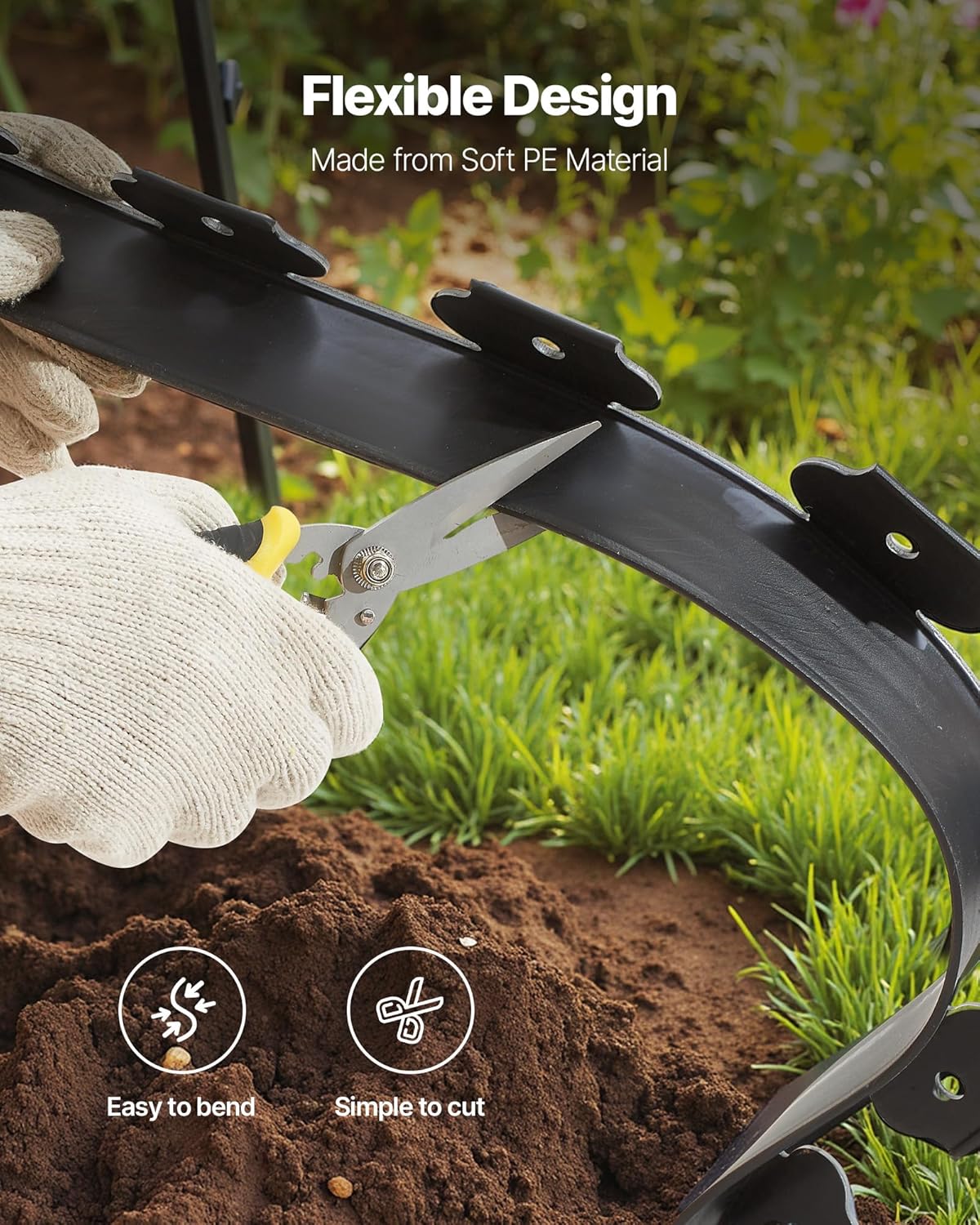 VEVOR Landscape Edging, 20 ft x 2 in Plastic Garden Border Edging with 120 Spikes, No Dig, Flexible Lawn Edgings Roll, UV-Resistant Mini Fence Borders Pathway Edgings for Flower Beds Yard Paver