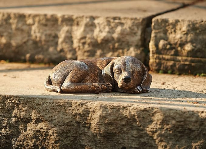 Roman 3.25" H Sleeping Dog Garden Statue, Garden Accents