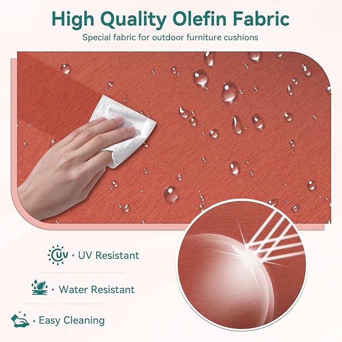 Outdoor Chair Cushions 23" x 24" x 4", Patio Deep Seat Replacement Cushions Set with Zippered Removable Cover, Weather-Resistant Olefin Fabric for Garden Chair Sofa Couch, Set of 6, Red