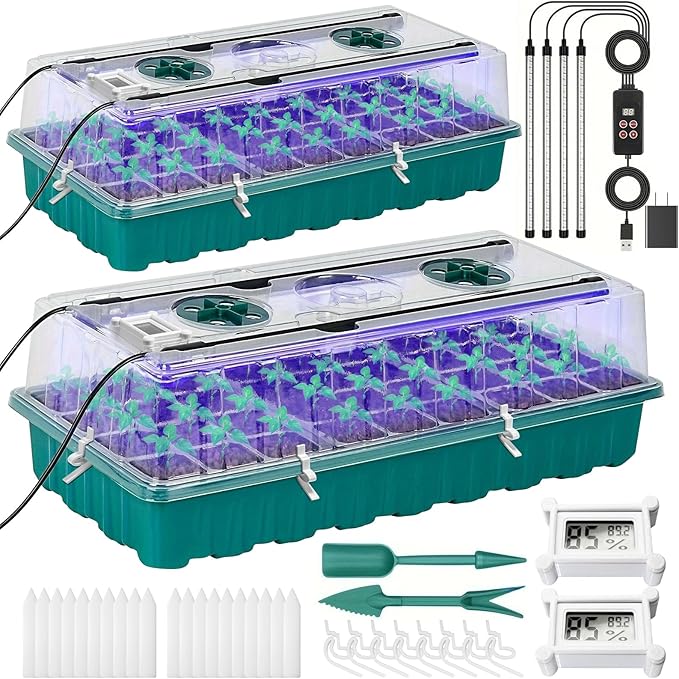 Seed Starter Tray with Grow Light,Easy-to-Use 72 Cell Seed Starter Kit,Auto-Timer Seed Germination Kit,Heavy-Duty Plant Trays,Humidity Dome for Indoor Plants