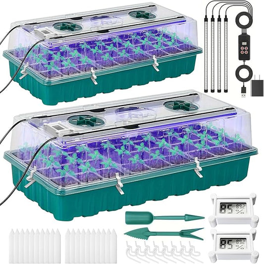 Seed Starter Tray with Grow Light,Easy-to-Use 72 Cell Seed Starter Kit,Auto-Timer Seed Germination Kit,Heavy-Duty Plant Trays,Humidity Dome for Indoor Plants