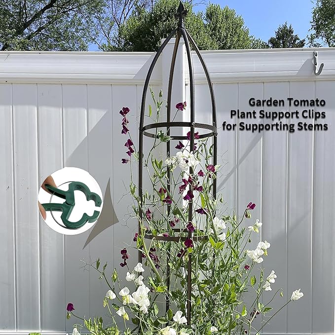 Garden Obelisk Trellis for Climbing Plants Outdoor 6.3 Feet Tall Rose Heavy Duty Metal Trellis Plant Support for Vines Clematis Flowers, Bronze