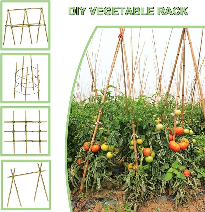 Bamboo Plant Stakes – 25pcs 4FT Natural Bamboo Garden Stakes for Tomatoes, Peppers, Beans, Indoor & Outdoor Plants, Sturdy Plant Support for Seedlings & Potted Plants