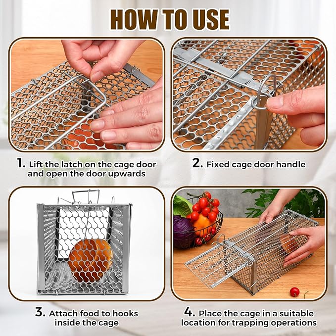 Qualirey 6 Pcs Humane Rat Trap Small Chipmunk Mouse Squirrel Cage Rodent Animal Voles Hamsters Cage Catch and Release Trap for Home Garden Indoor Outdoor (Silver,10.6 x 5 x 5 Inch)