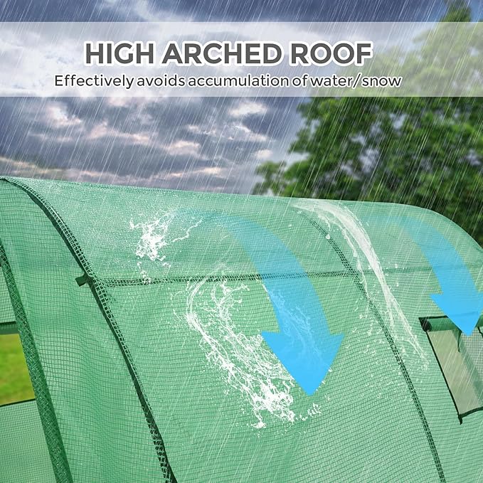 EAGLE PEAK Tunnel Greenhouse Garden Green House with Zippered Door and 2 Roll-up Side Windows, 70.9"x70.9"x78.7", Clear/Green