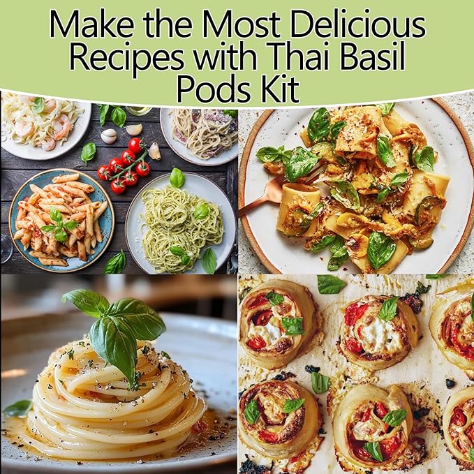 Basil Seed Pods for All Hydroponics Growing Systems, 12 Pods Herb Kit with 400+ Seeds of Thai Basil, Grow Your Own Herb Garden at Home