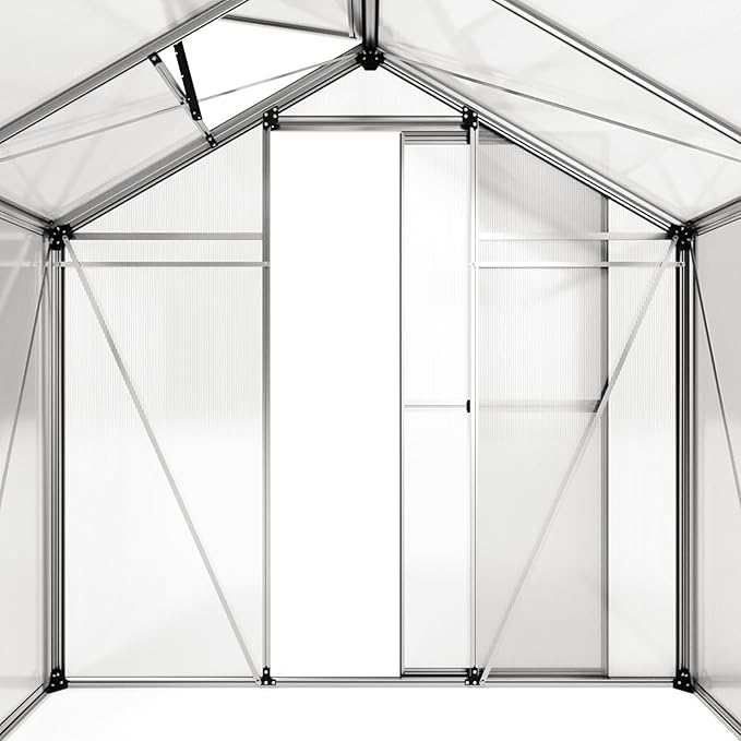 Greenhouse Jasmin 4 Aluminum Frame - 6.3 x 8.4 ft Approx. 6 mm Polycarbonate Panels