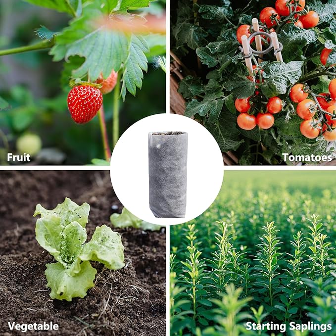 Belit 50 Pcs 13.5" H Deep Nursery Grow Bags, Non-Woven Plants Pots Container for Starting Deep Rooted Plants Vegetable, Flower, Seedling Tree (7.5"x13.5")