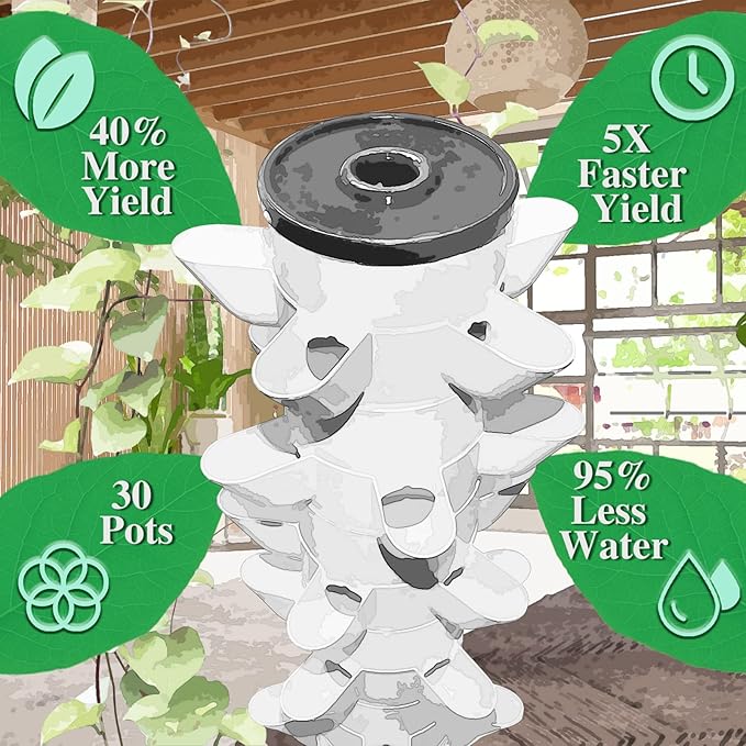 Hydroponics Growing System Kit,30-Plants Indoor Outdoor Vertical Garden System with Hydroponic Tower,Gardening Gift