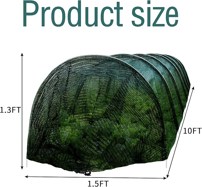 2 Pack Garden Tunnel Shade Net Cover - 10FT Shade Net Tunnel Plant Row Cover - Plant Gardening Net for Greenhouse Garden Patio Plants