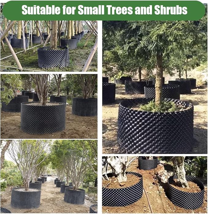 40 Gallon Air Pruning Planters, Sturdy Plastic Roots Control Planter Container for Tree Grow Outdoor, Garden Self-Planting Planters, Size 24"x24", Black, 2P