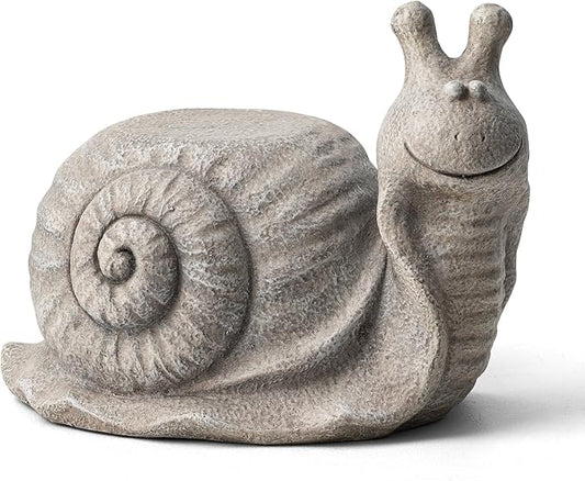 Glitzhome MGO Snail Garden Statue or Planter Stand Indoor and Outdoor Decoration, 16.25" L