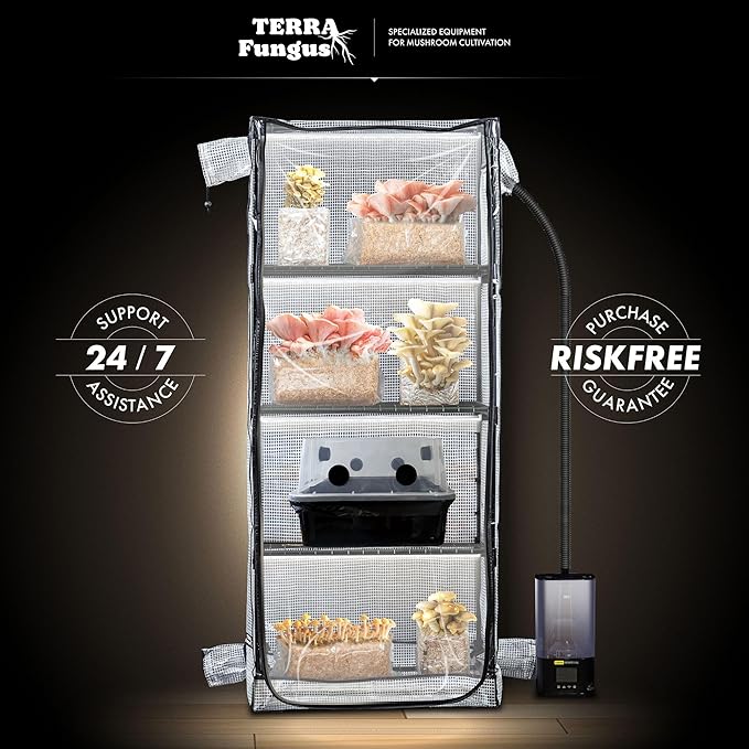 Mushroom Grow Tent with light and timer 6500k LED Grow Light, 4" vents compatible with accessories, Indoor Greenhouse with Grow Light, Martha tent for Mushroom, Indoor Green House, fits monotub & more