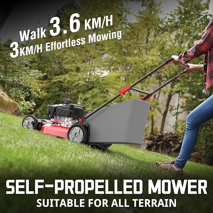 PowerSmart Self Propelled Gas Lawn Mower 22-Inch with 170cc OHV Engine, RWD Single-Speed 3-in-1 with Bagging DB8622S