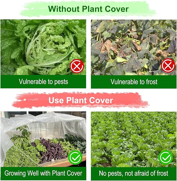 Plant Covers Freeze Protection, 10 FT x 33 FT Frost Blankets 1.06oz/yd² Thick crop cover , Reusable Garden Frost Cloth Floating Row Tree Covers for Winter Outdoor Plants vegetables seed Fruit