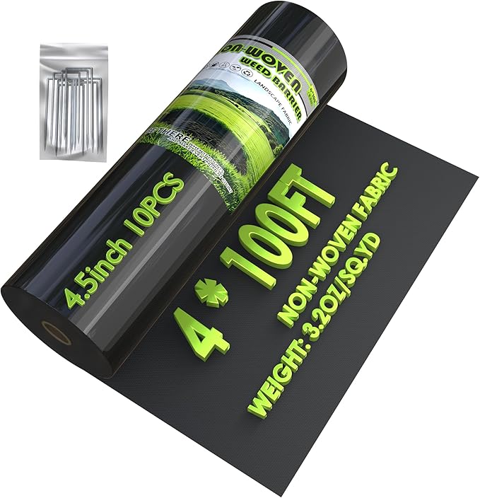 5 OZ Non Woven Geotextile Landscape Fabric, Weed Barrier Landscape Fabric for Landscaping, French Drains, Underlayment, Erosion Control, Construction Projects, 4x100FT Black