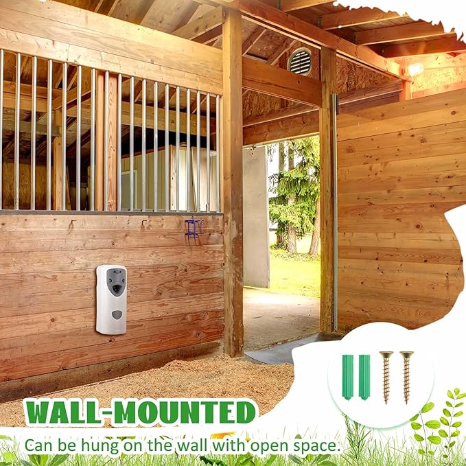 Qualirey Automatic Fly Spray Dispenser Mosquito Flying Insect Control System for Bathroom, Room, Equine, Country Vet Supplies 24 Hour Spray Dispenser Air Freshener (Liquid Not Included)