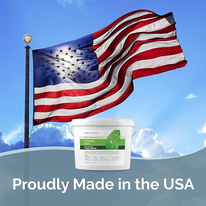 SMELLS BEGONE 1-Gallon Odor Absorber Gel - Air Freshener & Odor Eliminator for Homes, Garages & Commercial Buildings - Industrial Size - Calming Rain Scent