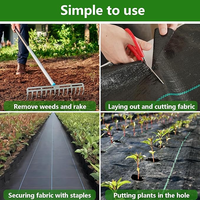 6ft×100ft Garden Weed Barrier Fabric Heavy Duty Landscape Fabric with Superior Permeability Easy Set up Weed Control Ground Cloth