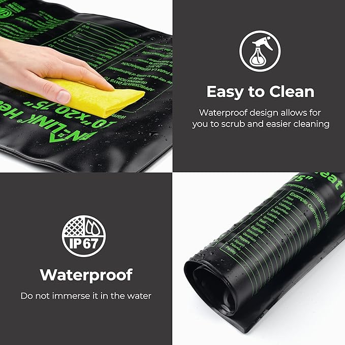 BN-LINK Seedling Heat Mat with Thermostat Controller Combo Set, 10" x 20.75" Plant Heating Mat for Seed Starting with Temperature Control for Indoor Growing, Plants Germination