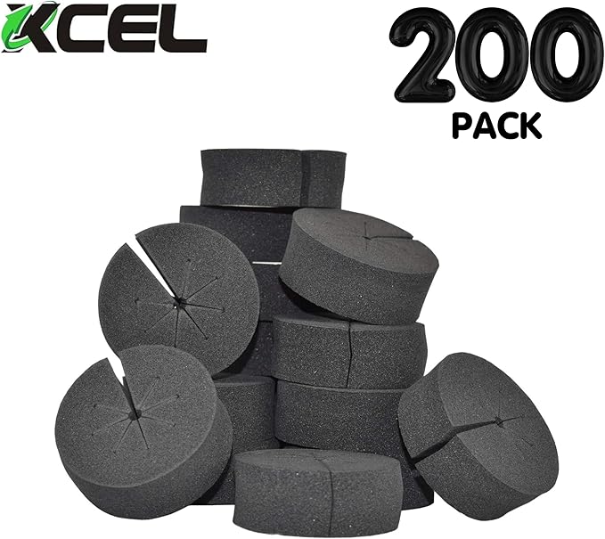 XCEL Cloning Collars 2 Inch (200 – Pack), Premium Rubber Foam Plant Cloner That Fits Net Cups 2 Inch Hydroponic and All Cloning Machines (Black)