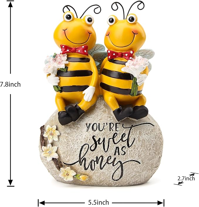 Bee Statue for Garden Decorations Honey Bee Figurine for Outdoor Patio Lawn Porch Yard Backyard Outside Indoor Shelf Table Home Decor Garden Sculptures & Statues Holiday Spring Summer Bee Gift