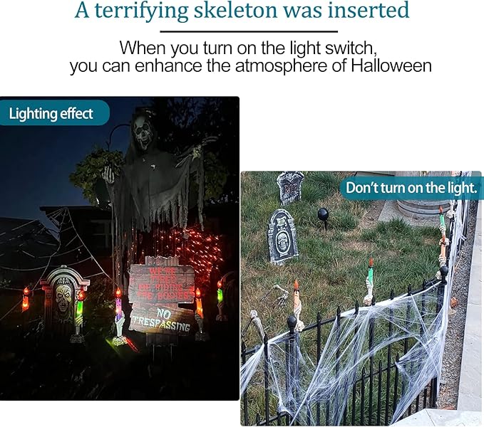 Halloween Decorations, 6 Pack Candle Skull Hand Candle Holder, Collapsible Halloween Decor Waterproof Indoor and Outdoor Party Home Garden Porch Ghost Decoration