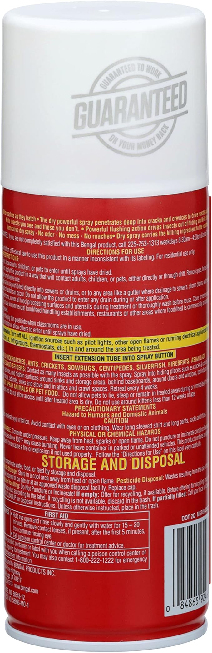 Bengal Roach Spray, Odorless Stain-Free Dry Spray, 3-Count, 9 Oz. Aerosol Cans