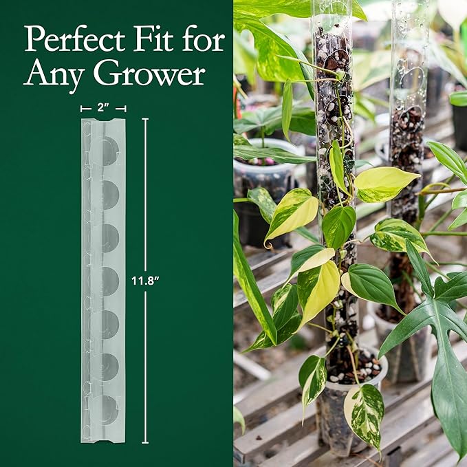 V3 Small GrowPole - Front Opening, Stackable Plastic Moss Poles for Climbing Plants, Monstera Plant Support-Plant Climbing Pole, DIY Plant Support, Works for Philodendron & Anthuriums - 10 Pcs
