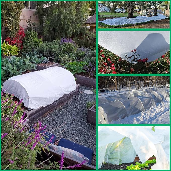 Plant Covers Freeze Protection 10ft x 33ft 1.1 oz Frost Cloth Plant Freeze Protection, Frost Blankets for Outdoor Plants Winter or Floating Row Covers Shade Cloth for Gardens, Vegetables