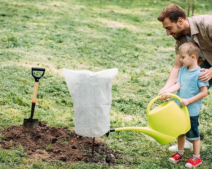 EAONE 12 Pack Plant Covers Freeze Protection, 24x32'' Winter Frosts Cloth for Outdoor Plants, Reusable Frost Blankets Drawstring Bags for Cold Freeze Sun Protection Bird Insect Prevention,White