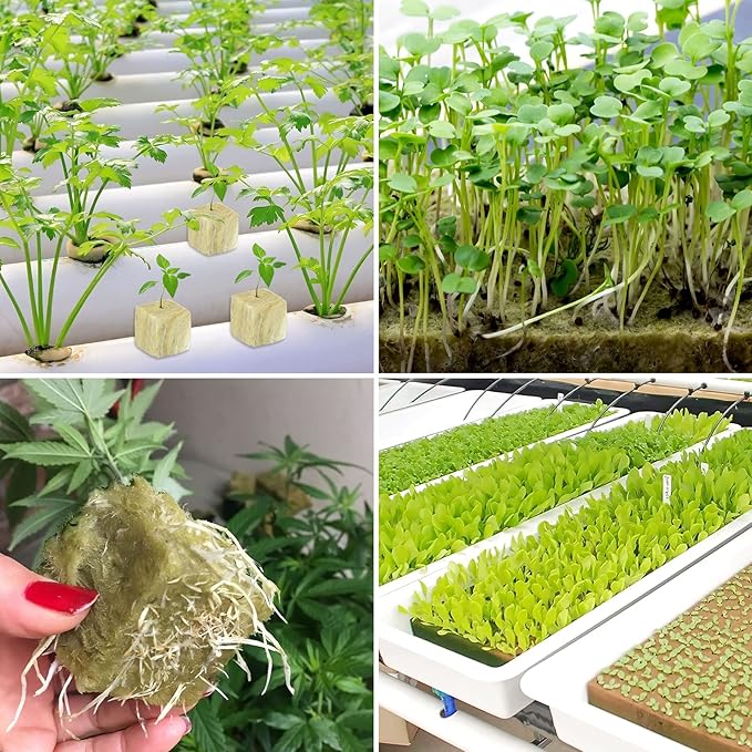 Legigo 2 Inch Rockwool Cubes for Hydroponics Seed Starter, Rock Wool Planting Cubes Hydroponic Garden Grow Plugs for Soilless Cultivation Plants Cutting Germination Clone(2 Sheet, 96 Plugs)