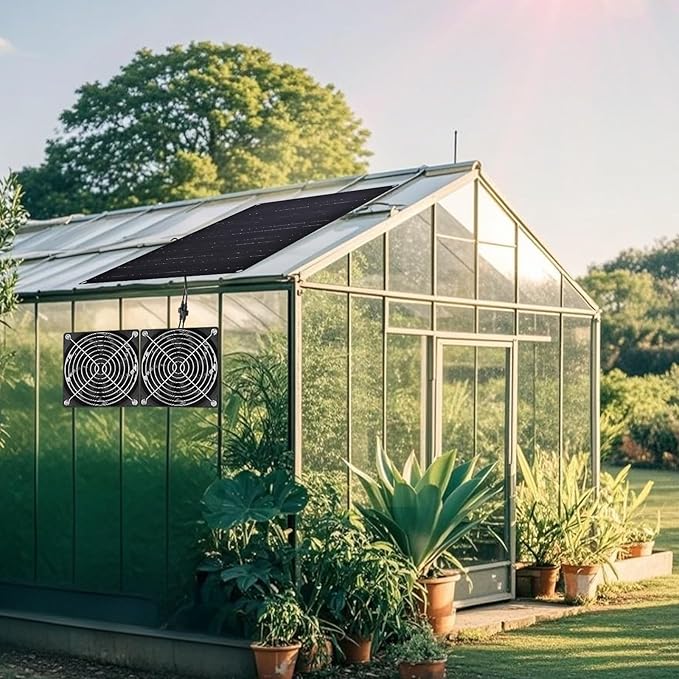 Solar Powered Fan, Solar Panel Fan 15W Solar Ventilation Exhaust Fan Waterproof for Outdoor Shed Chicken Coops Greenhouse Doghouses Pet House for Intake or Exhaust Air Cooling