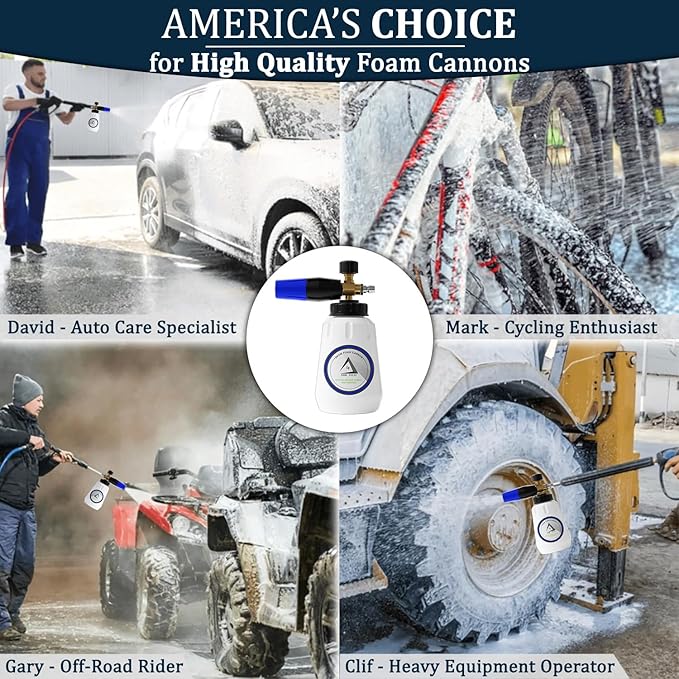 Foam Cannon for Pressure Washer, 1.1mm Orifice, 1000-4000 PSI, 1/4 Inch Quick Connector, Wide Neck and Adjustable Spray, Heavy Duty Car Snow Foam Blaster for Superior Foaming & Deep Clean, Blue