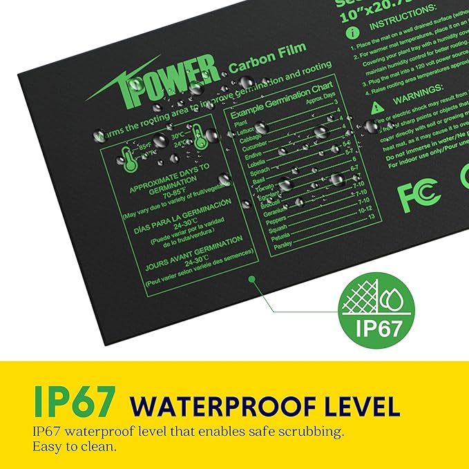 iPower 2 Pack 10"x20.75" Seedling Heat Mat with Built-in Temperature Controller, MET Certified Waterproof Plant Heating Pad, for Germination, Breeding, Brewing