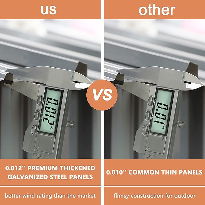 MUPATER 4 x 6 FT Outdoor Storage Shed, Galvanized Metal Garden Tool Shed, Patio Furniture Storage House with Slooping Roof, Lockable Door and Vents for Backyard and Garden, Grey