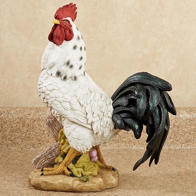 Touch of Class Sussex Rooster Table Sculpture Off White 13 Inches Tall