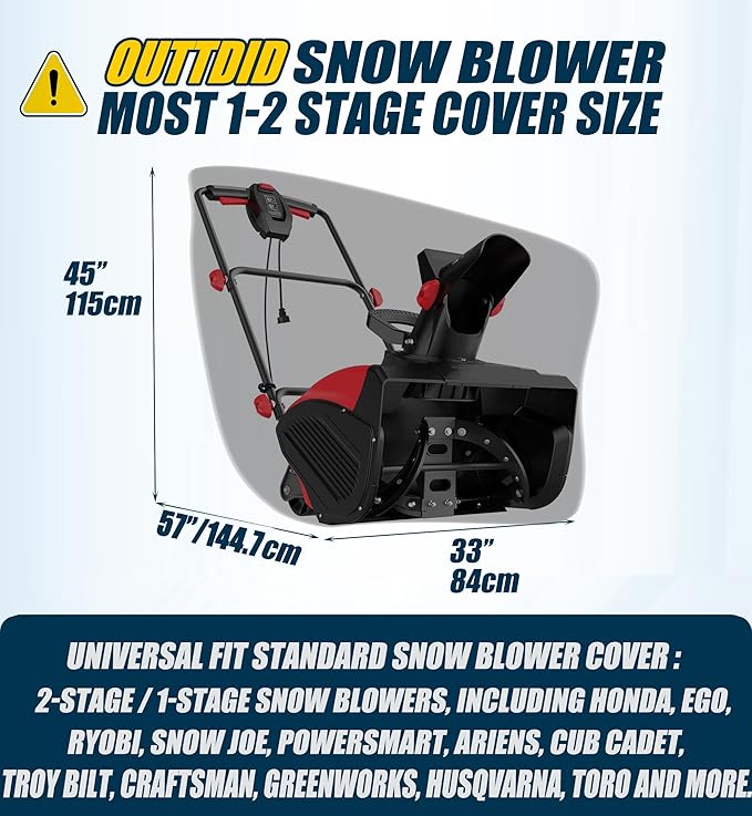 Snow Blower Cover Waterproof Outdoor 600D Heavy Duty Snow Blower Covers for Snowblower Protection, Fit for EGO, Honda, Ryobi, Cub Cadet, Ariens, Troy Bilt, Snow Joe, Toro and PowerSmart