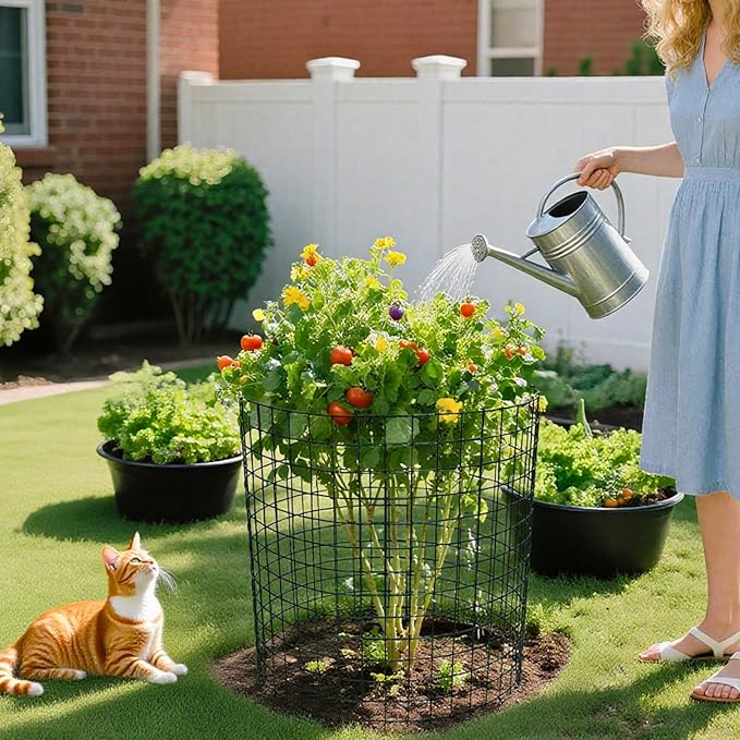 16pcs Plant Protectors from Animals, 16"x 12" Wire Plant Protector, Wire Cages for Plants with Stakes and Cable Ties, Metal Plant Cages for Plants, Vegetables, Flowers