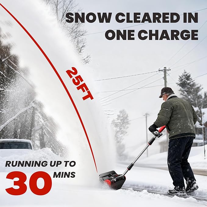 SILVEL Brushless Cordless Snow Shovel,40V 13-Inch 4.0Ah Snow Thrower,Battery Snow Blower with Directional Plate & Adjustable Front Handle (2 Batteries, Quick Charger & Scraper Bar Included)