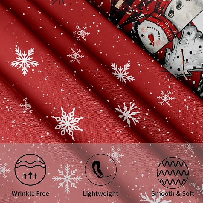 Christmas Round Tablecloth 60 Inch,Xmas Snowman Snowflakes Red Farmhouse Reusable Washable Polyester Table Cover for Kitchen Holiday Party Outdoor Dining Room Home Decor Gift