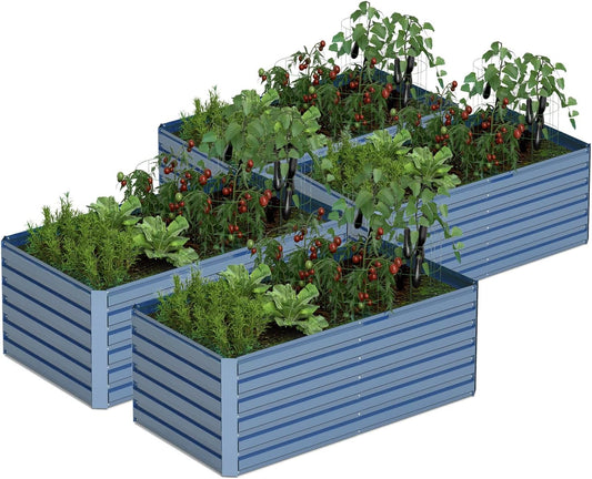 6x3x2 ft Raised Garden Bed, Large Metal Planter Raised Beds, Planters for Outdoor Plants for Vegetables, Flowers, Herbs, Fruits, and Succulents.(4 Pcs, Blue)