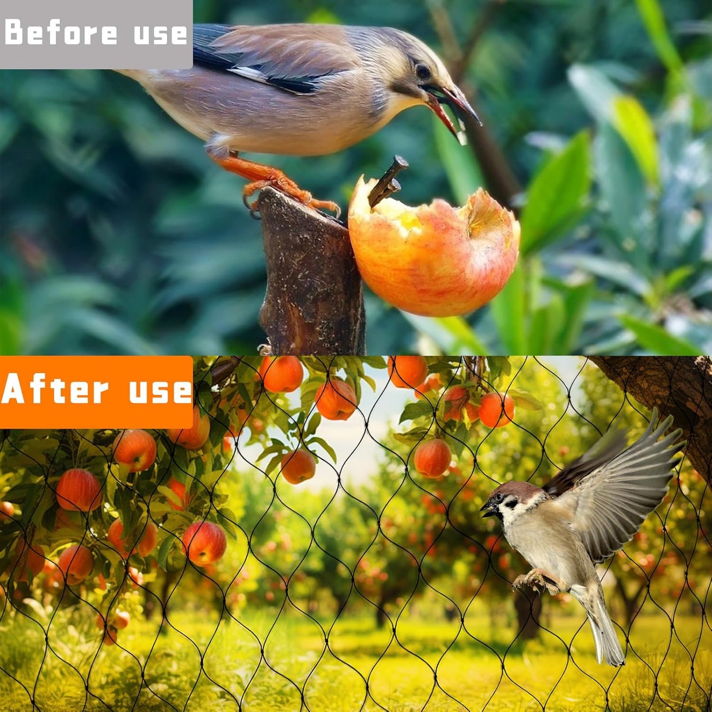 Bird Netting for Garden Heavy Duty Nylon Mesh Garden Netting for Garden Protection Bird Fence Plant Netting Protection Against Birds, Deer, Squirrels and Other Animals (25x50FT)