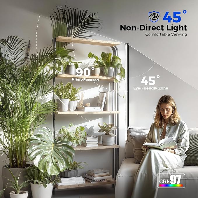 Barrina T1S Standing Grow Light for Indoor Plants with Timer, 65W 5000K High PPFD Full Spectrum, Tera Series Vertical Grow Lights Adjustable Height 5FT-5.6FT, Foot Switch, Non-Glare Design, Black